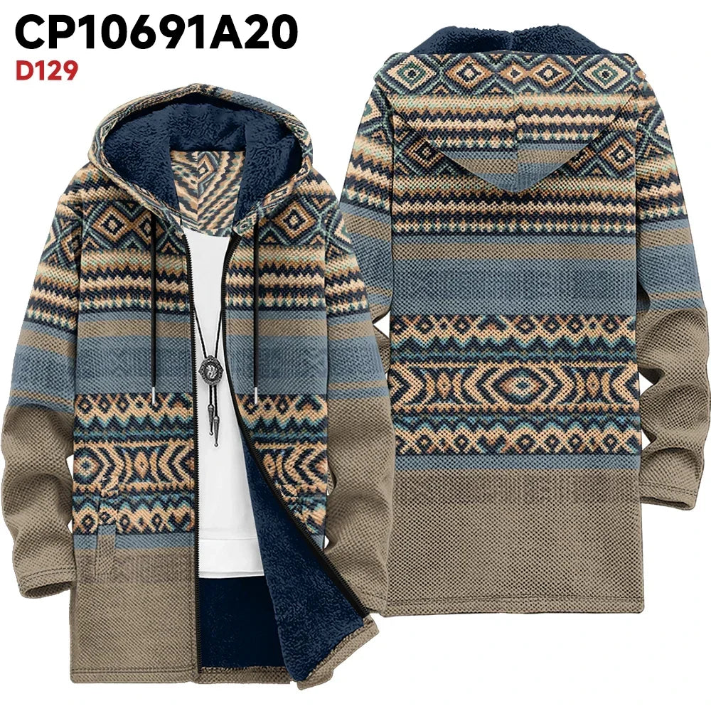 Men's Large Size Winter Warm Jacket,Skull Graphics Printed Stripes Geometric High-Quality Coats Fashionable Streetwear Clothing