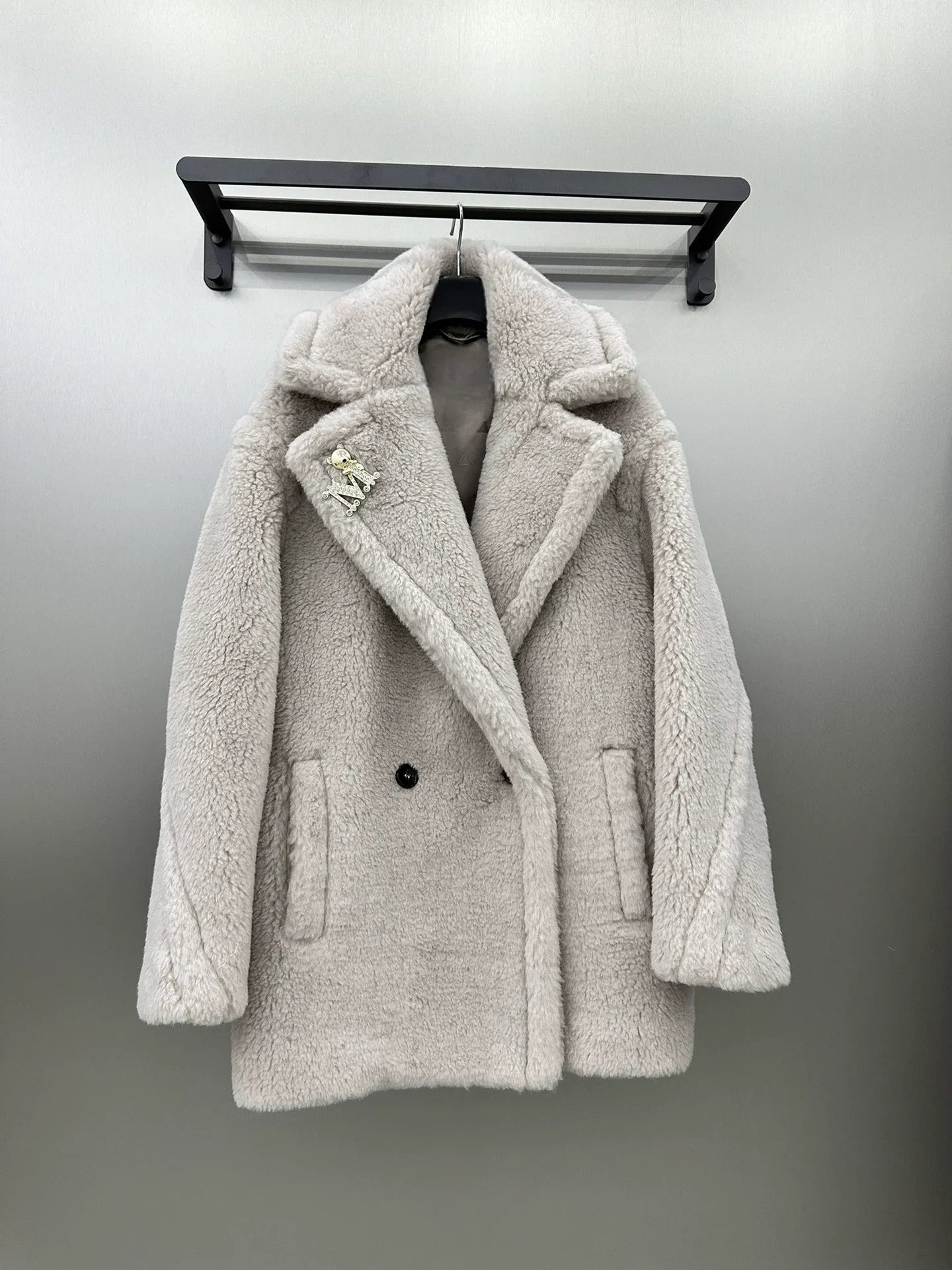 Max Short Teddy Coat 62% Alpaca 26% Wool 12% Silk Coat Winter Thicken Women's Coat