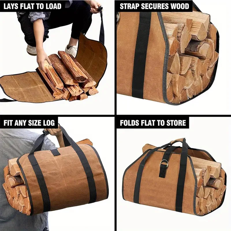 Large Capacity Firewood Storage Bags Outdoor Camping And Transportation Portable Durable Log Storage Bags Holder Wood Carry Bag