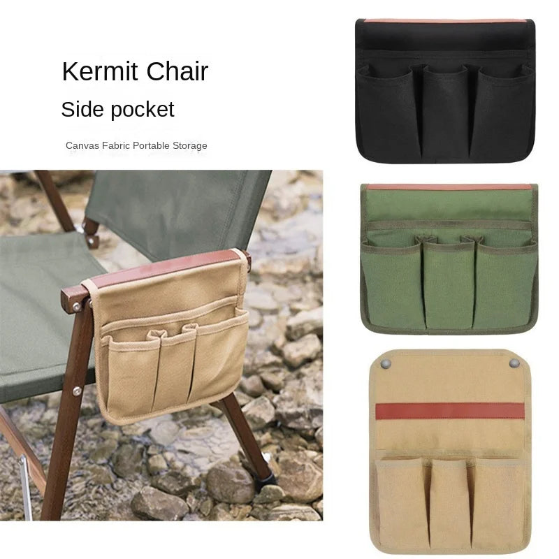 Outdoor Chair Side Pocket Portable Chair Armrest Hanging Bag Wear Resistance Storage Bag For Camping BBQ Gardening Fishing