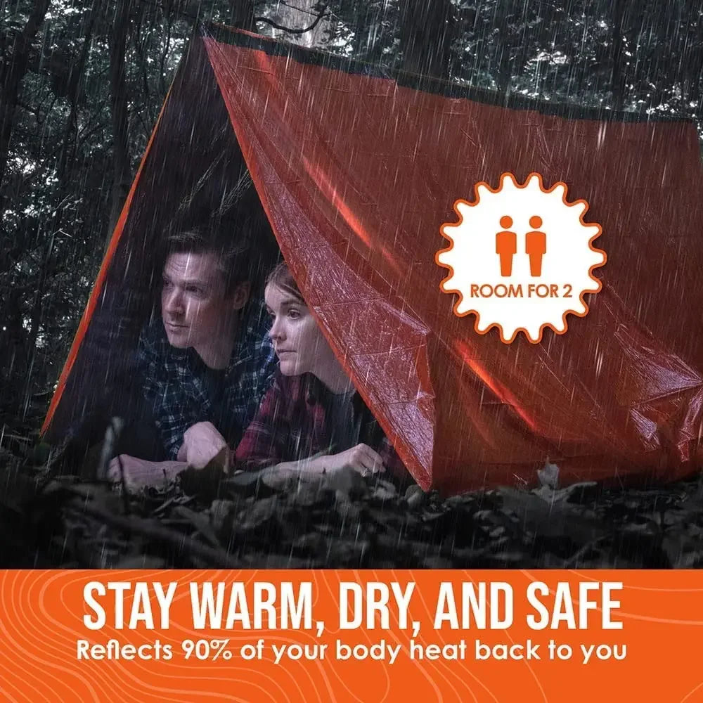 2-Person Outdoor Camping Tent Waterproof Lifesaving Tent Emergency Escape Camping Survival Tent Kit Outdoor Camping Mat