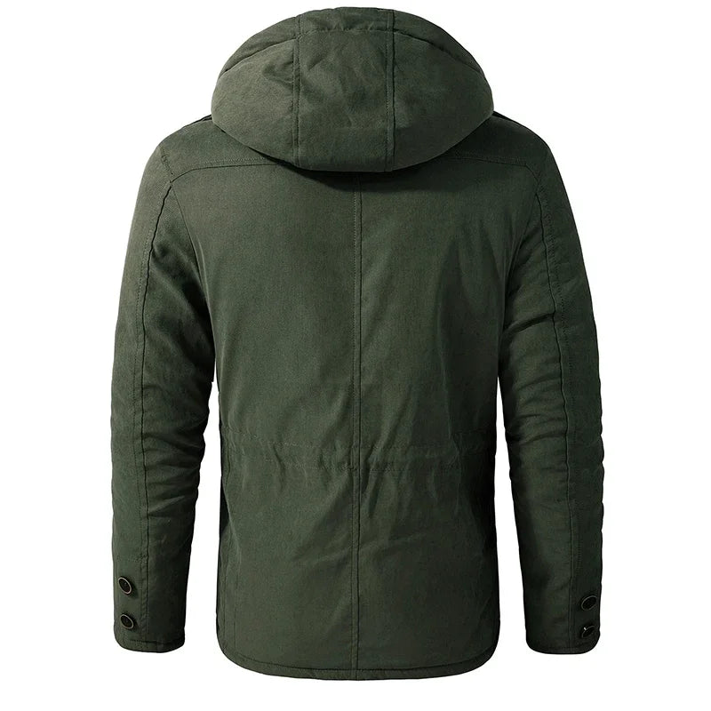 Men's Thicken Parkas Warm Winter Jacket Cashmere Fleece Coats Military Outdoor Cotton-Padded Male Windbreaker Hooded Outwear