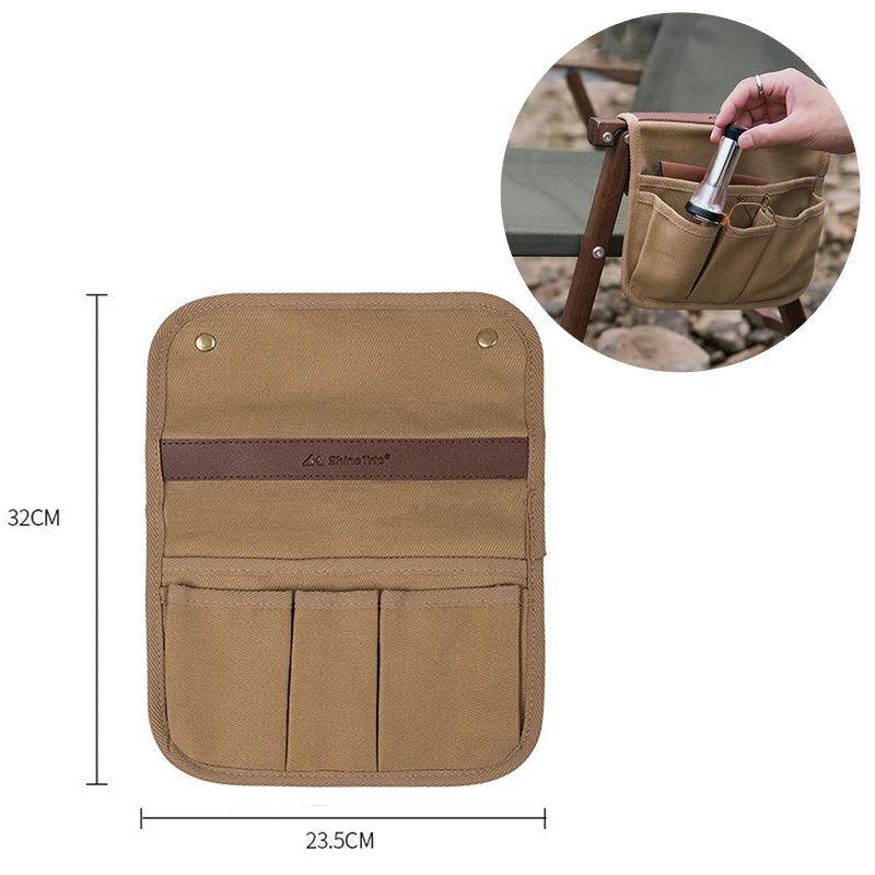 Camping Chair Armrest Storage Bag Canvas Folding Chair Organizer Side Pocket Pouch Bag for Outdoor Camping Picnic Fishing Bag