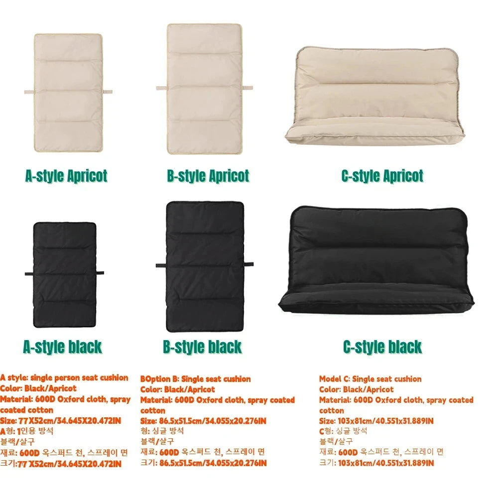 Outdoor Folding Chair Cushion Comette Chair Sofa Detachable Chair Cover Thickened Warm Camping Equipment