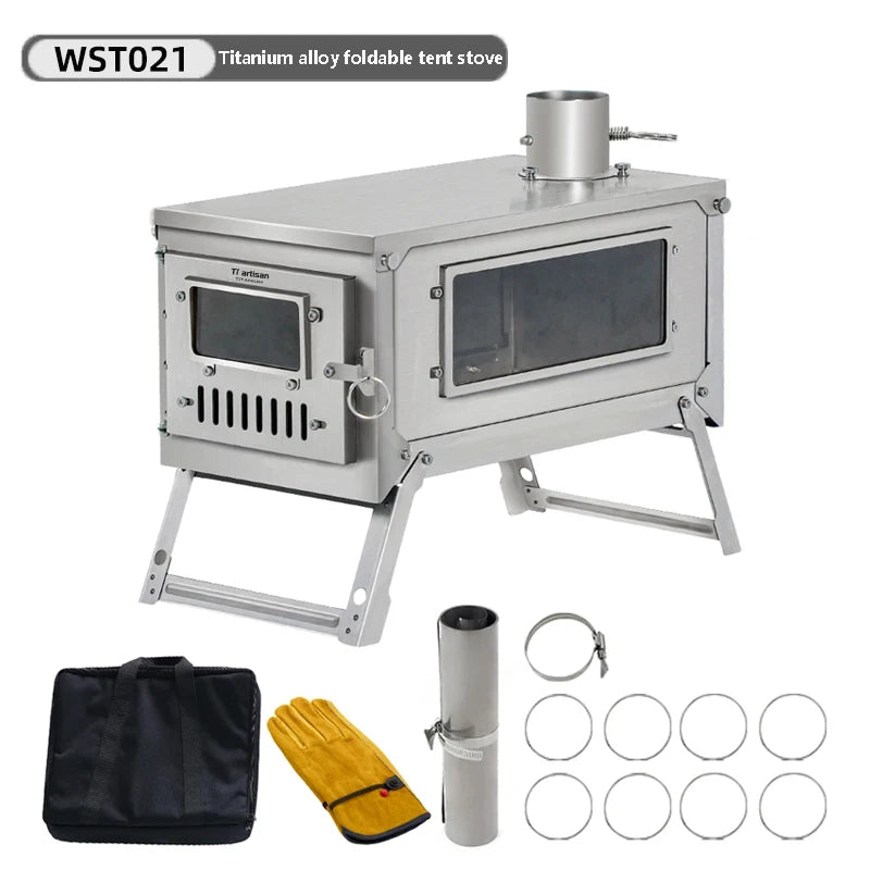 Foldable Tabletop Wood-Burning Stove Camping Equipment Outdoor Fire Wood Heater Camping Stove Portable Stove