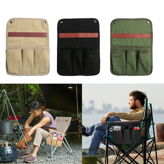 Outdoor Chair Side Pocket Portable Chair Armrest Hanging Bag Wear Resistance Storage Bag For Camping BBQ Gardening Fishing