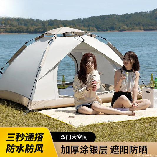 3-4 Person Camping Tents Travel Outdoor One-touch Tent Sun Protection Automatic Beach Tent Camping Equipment