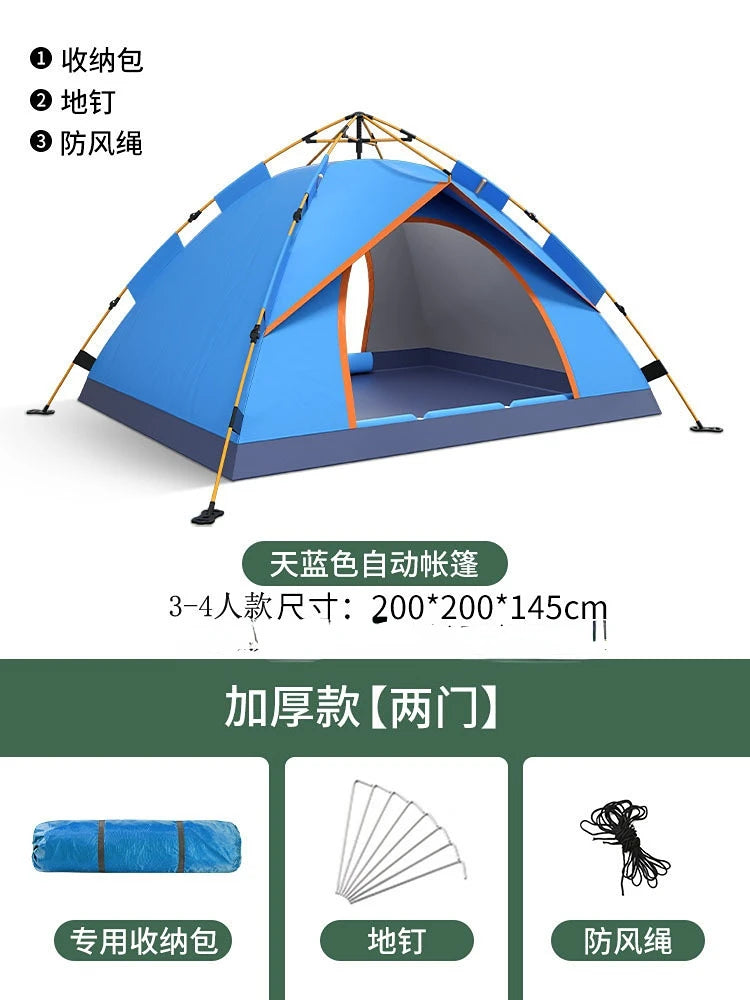 3-4 Person Camping Tents Travel Outdoor One-touch Tent Sun Protection Automatic Beach Tent Camping Equipment