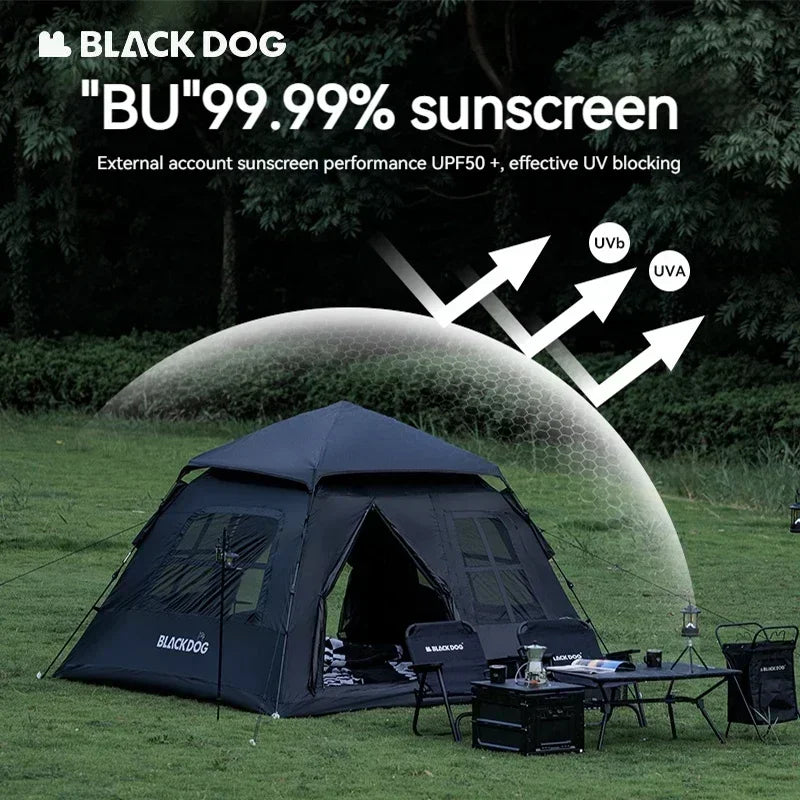 BLACK DOG 4-5people Waterproof Automatic One-touch Ultralight Portable Folding Beach Large Pyramid Travel Tents Family Camping