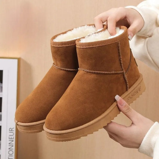 Cotton Shoes Women's Winter Boots 2024 New Snow Boots Women Plus Fleece Thickened Warm  Flat Short Boots Women Non-slip Boots