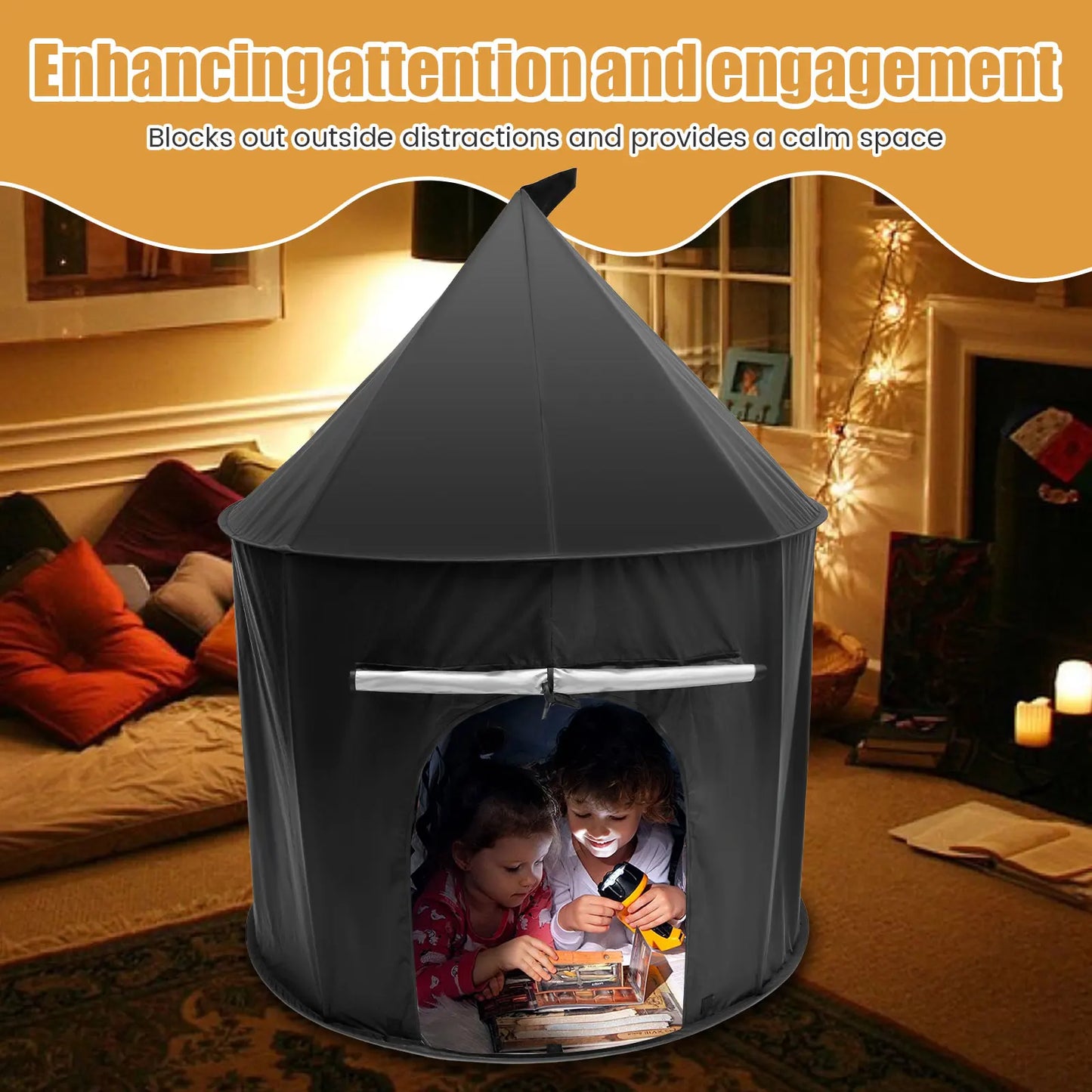 Sensory Tent Calming Hideout Sensory Nest Portable Pop-Up Light-Out Blackout Sensory Travel Bag Home Sensory Tent for Kids