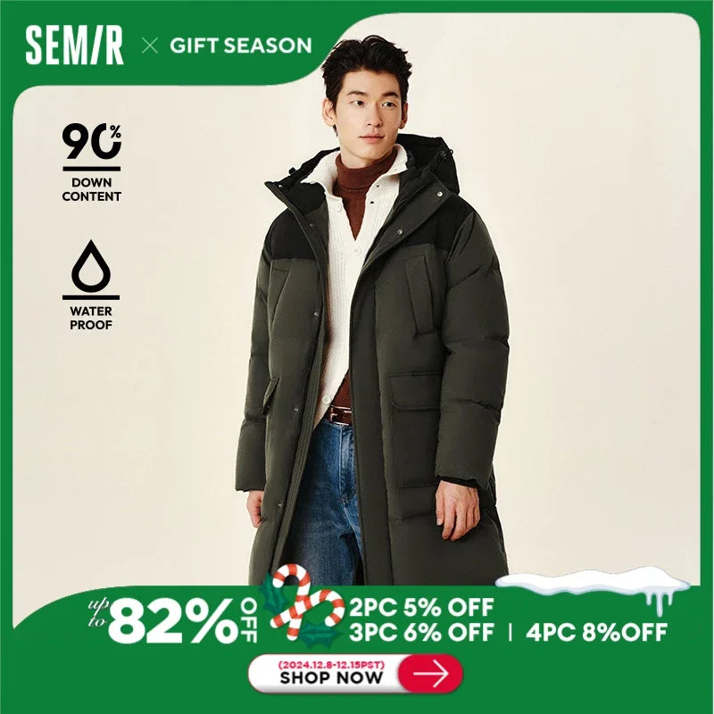 Semir Down Jacket Men 2024 New Waterproof Thick Outerwear Long Length Winter Clothing Couple