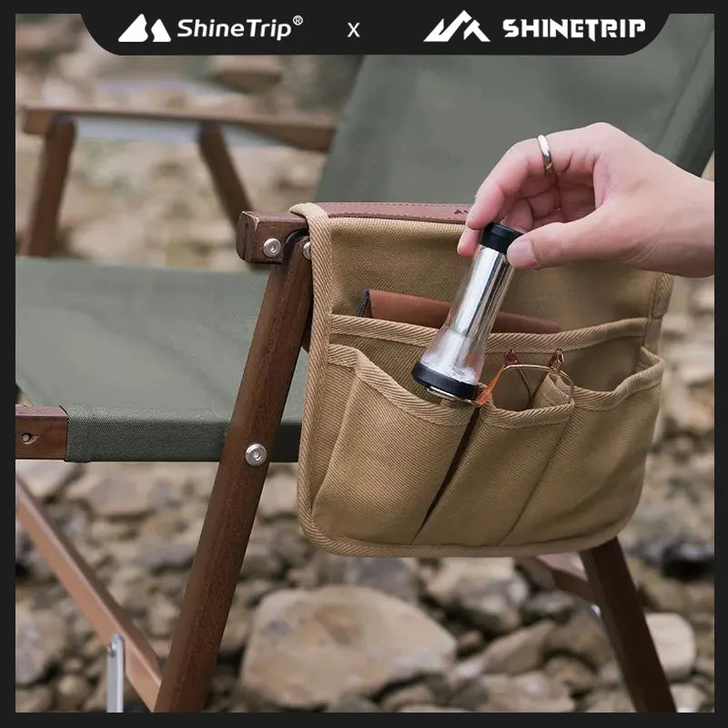 ShineTrip-Outdoor Camping Multifunctional Canvas Organiser Kermit Chair Armrest Hanging Bag Side Hanging Bag Lightweight