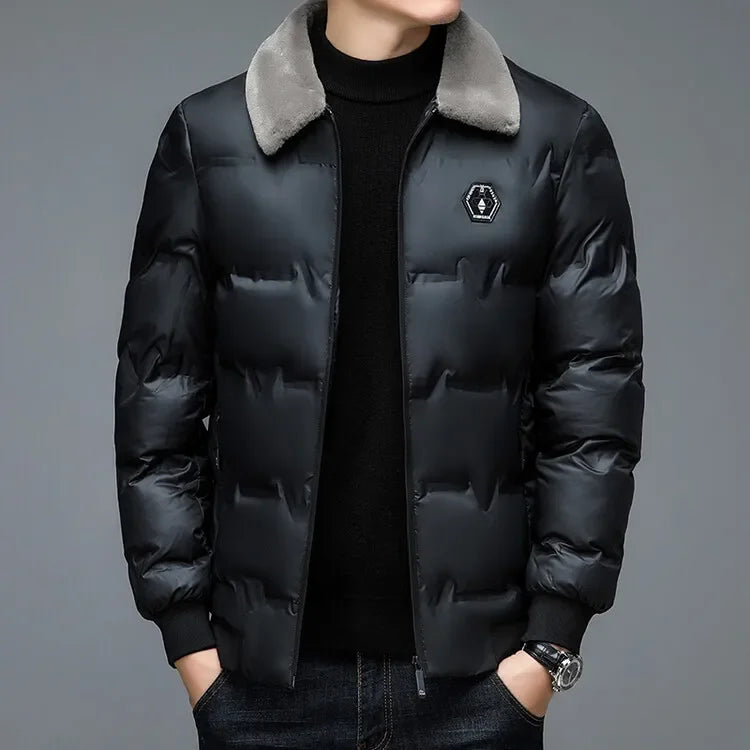 HOT SALE Men's Thickened Cotton Jacket Velvet Collar Short Cotton Jacket with Windproof and Warm Design Parkas Coats