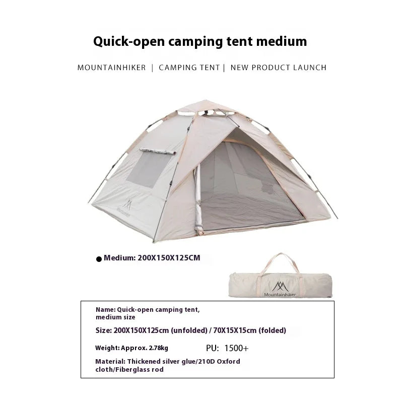 Mountainhiker Outdoor With Windows Tent Fully Automatic Quick Opening Tent 3-4 Person Self Driving Camping Tent Rain Proof Sun