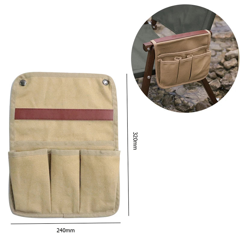 Camping Chair Armrest Storage Bag Canvas Folding Chair Organizer Side Pocket Pouch Bag for Outdoor Camping Picnic Fishing Bag