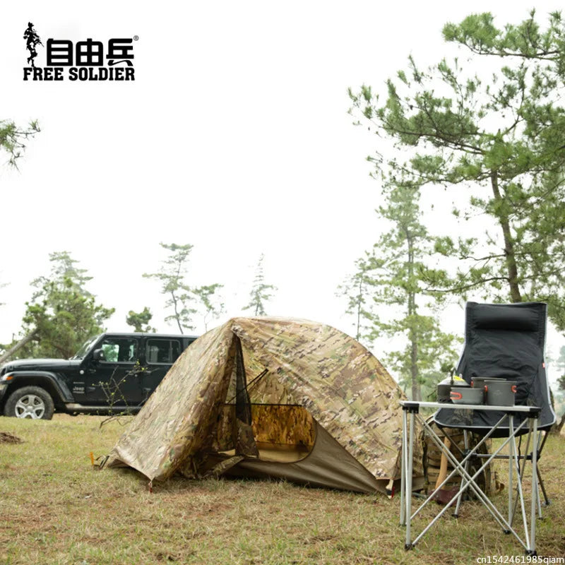 Camping Tent Rainproof Outdoor Portable Single Camouflage Double Layer Mesh Multipurpose  Camp Supplies Tents