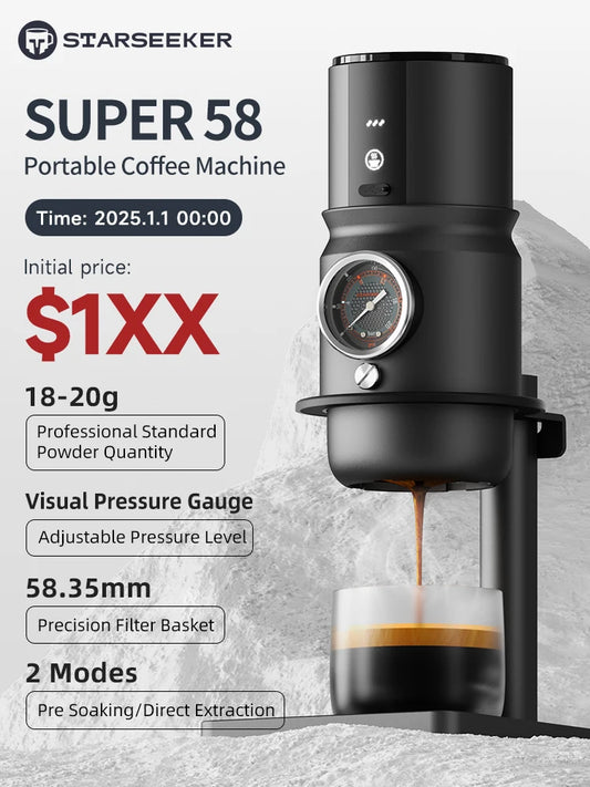 STARSEEKER Super58 Portable Electric Espresso Machine Travel Coffee Maker For Camping Car Coffee Maker With USB-C Bracket Tamper