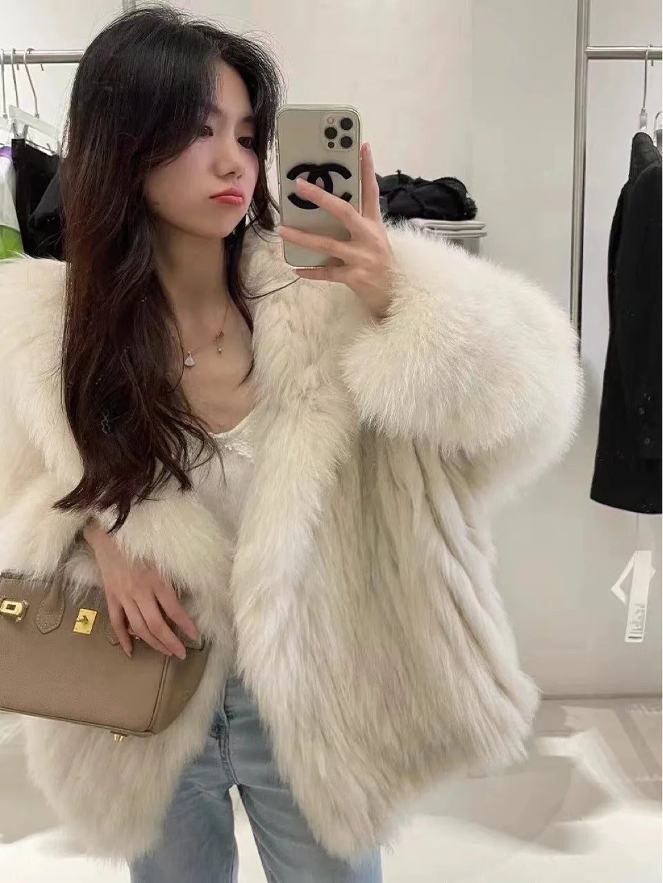 Autumn Winter Women Manual Double sided Weave Quality Real Fox Fur Coat 100% Natural Fur Jacket Loose Hooded New Streetwear