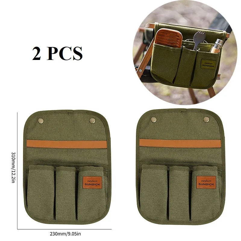 Camping Chair Armrest Storage Bag Canvas Folding Chair Organizer Side Pocket Pouch Bag for Outdoor Camping Picnic Fishing Bag