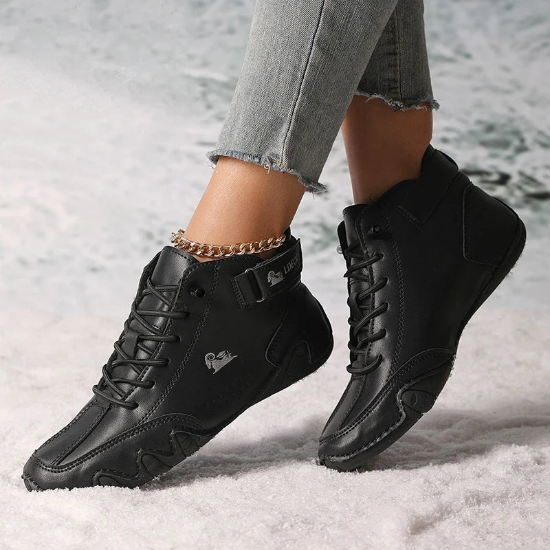 Boots for Women Winter Shoes Waterproof Ankle Boots Luxury Comfortable Warm Fur Plush Snow Boot Leather Casual Short Boots