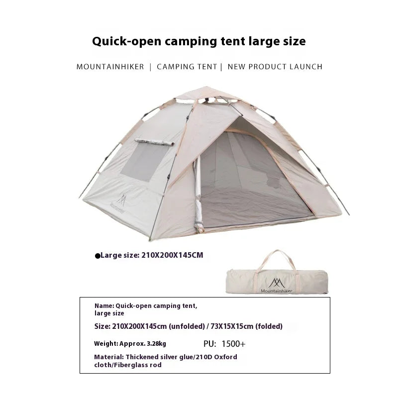 Mountainhiker Outdoor With Windows Tent Fully Automatic Quick Opening Tent 3-4 Person Self Driving Camping Tent Rain Proof Sun