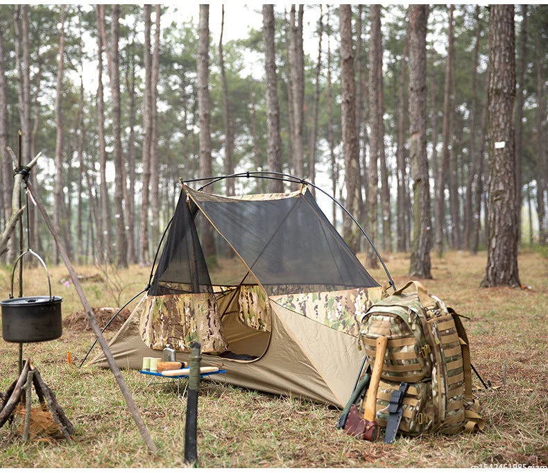 Camping Tent Rainproof Outdoor Portable Single Camouflage Double Layer Mesh Multipurpose  Camp Supplies Tents