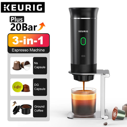 Keurig Wireless Electric Portable Espresso Coffee Machine for Car & Home Camping Coffee Maker Capsule Powder Travel Coffee Maker