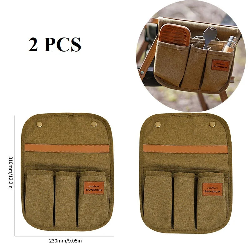 Camping Chair Armrest Storage Bag Canvas Folding Chair Organizer Side Pocket Pouch Bag for Outdoor Camping Picnic Fishing Bag