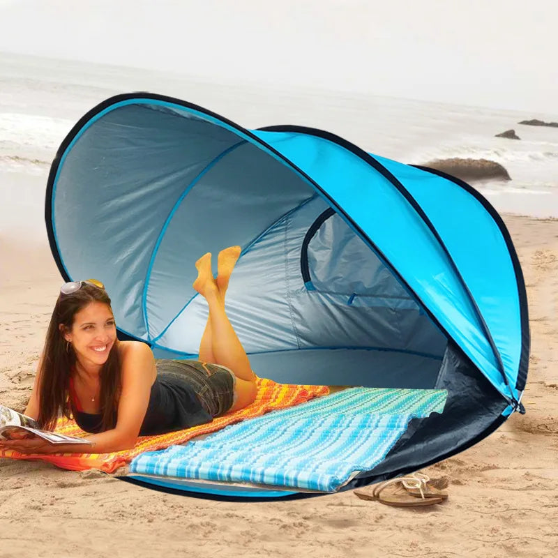 Pop Up Summer Automatic Beach Tent 2-3 People Speed Open Quick Portable Simple Shade Sun Fishing Park Leisure Travel BBQ Tourist