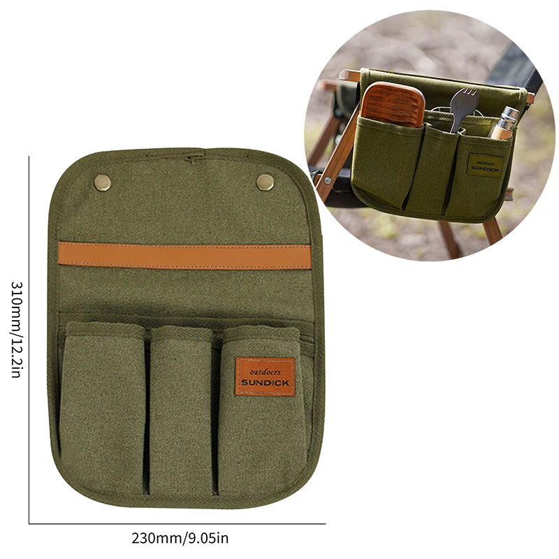 Camping Chair Armrest Storage Bag Canvas Folding Chair Organizer Side Pocket Pouch Bag for Outdoor Camping Picnic Fishing Bag