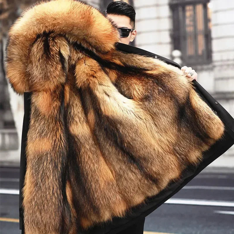 New Style Overcomes Men's Mink Inner Tank Winter New Item B Warm Fur Integrated Coat Imitation Mink Fur Medium Long Fur Coat