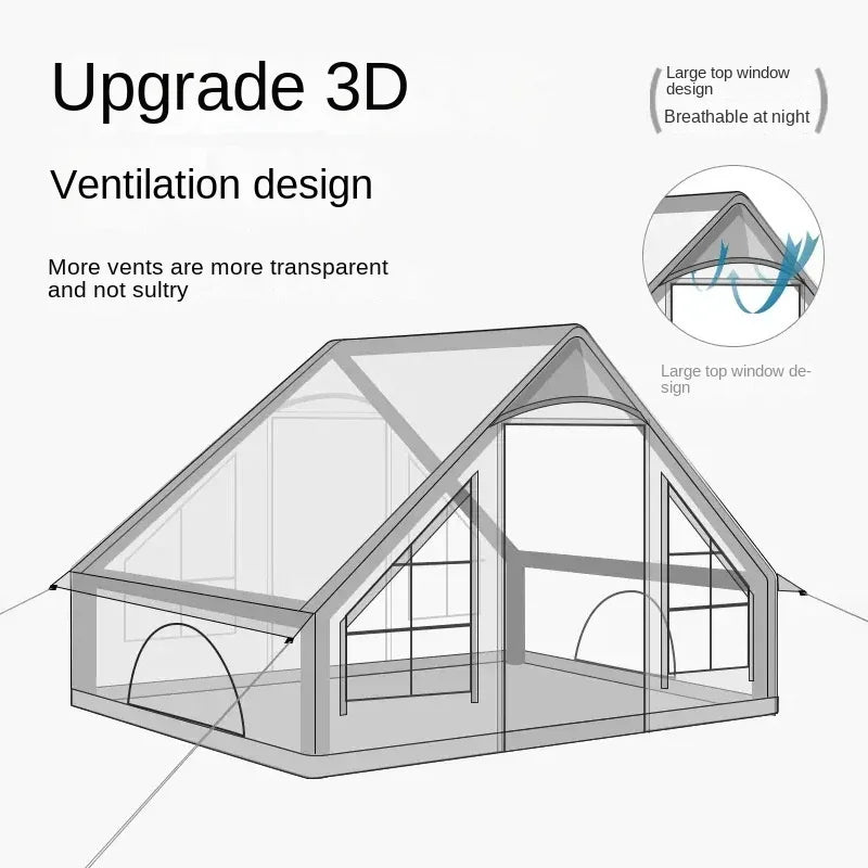 Waterproof Inflatable Tent Luxury Camping Hotel Tent 5-8 People Larger Portable Camping Tent With Air Pump For Family Party