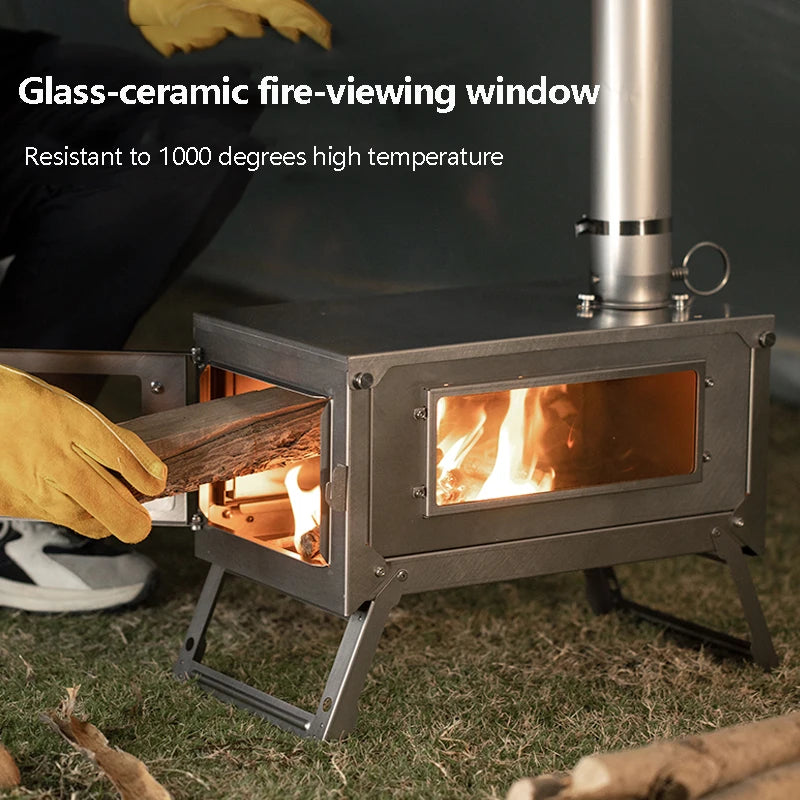 Foldable Tabletop Wood-Burning Stove Camping Equipment Outdoor Fire Wood Heater Camping Stove Portable Stove