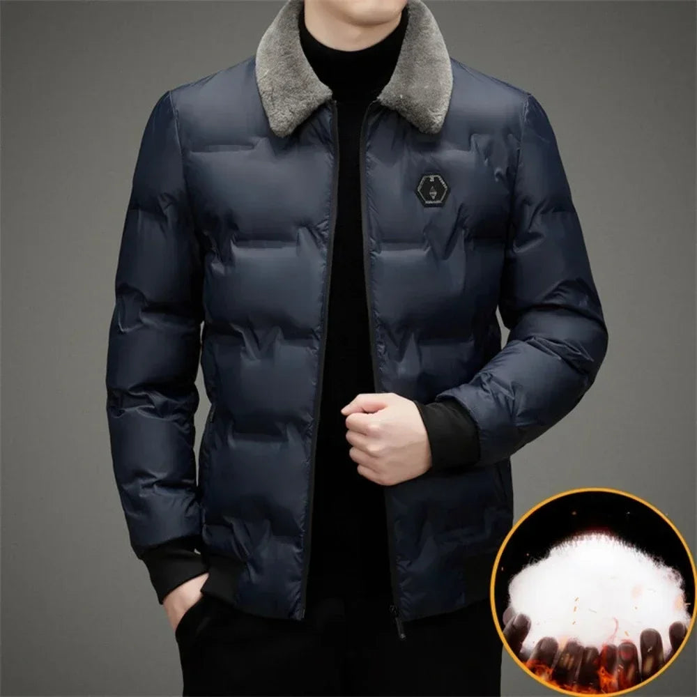 HOT SALE Men's Thickened Cotton Jacket Velvet Collar Short Cotton Jacket with Windproof and Warm Design Parkas Coats