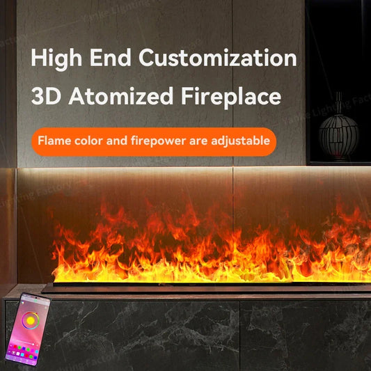 3D Atomized Fireplace APP Control LED Colorful Flame ECO Water Vapor Electric Fireplace for Indoor TV Wall Living Room Decor