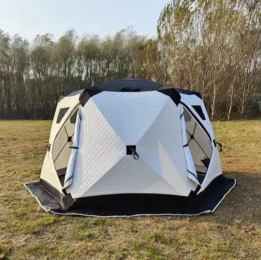 Outdoor Hexagon Sauna Tent Portable Pop Up Custom Cube Hiking Insulated Ice Fishing Tent 6 Person Winter Camping Hot Tent