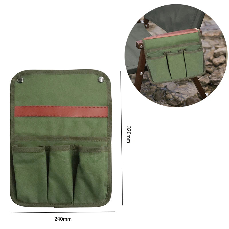 Camping Chair Armrest Storage Bag Canvas Folding Chair Organizer Side Pocket Pouch Bag for Outdoor Camping Picnic Fishing Bag